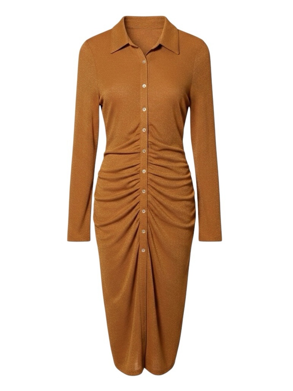 Suboo Asha Lurex Shirt Dress in Rust Shimmer Size Medium